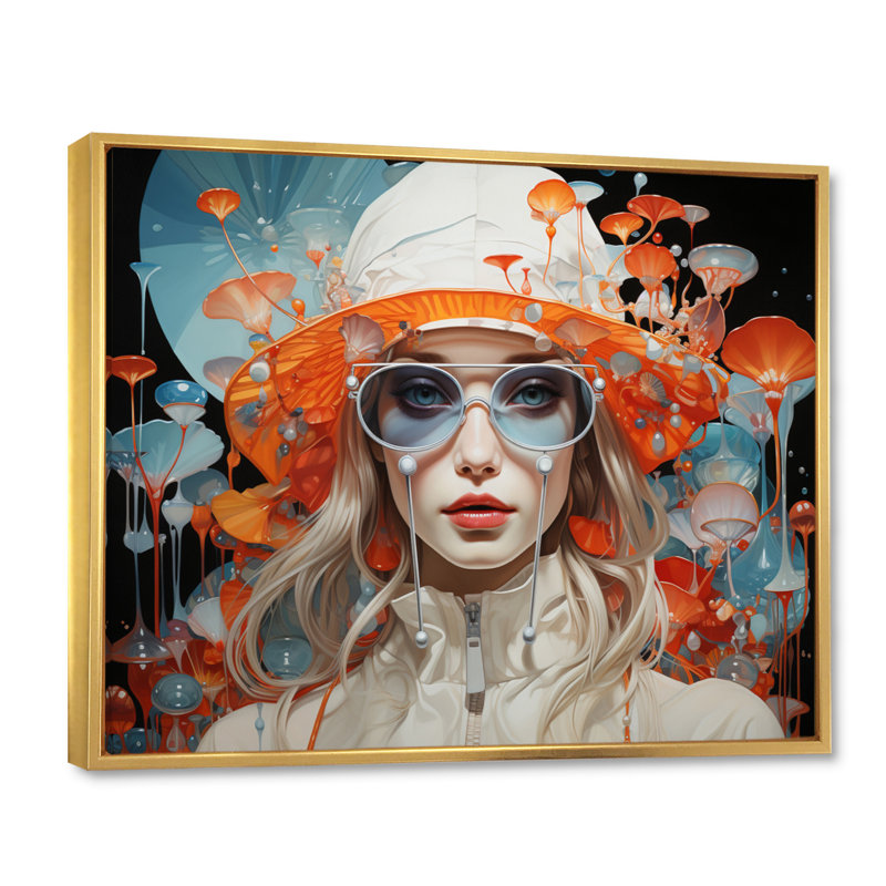Le surréalisme explore la mode I, H 34 po x l 44 po x P 1,5 po, Cadre flottant doré