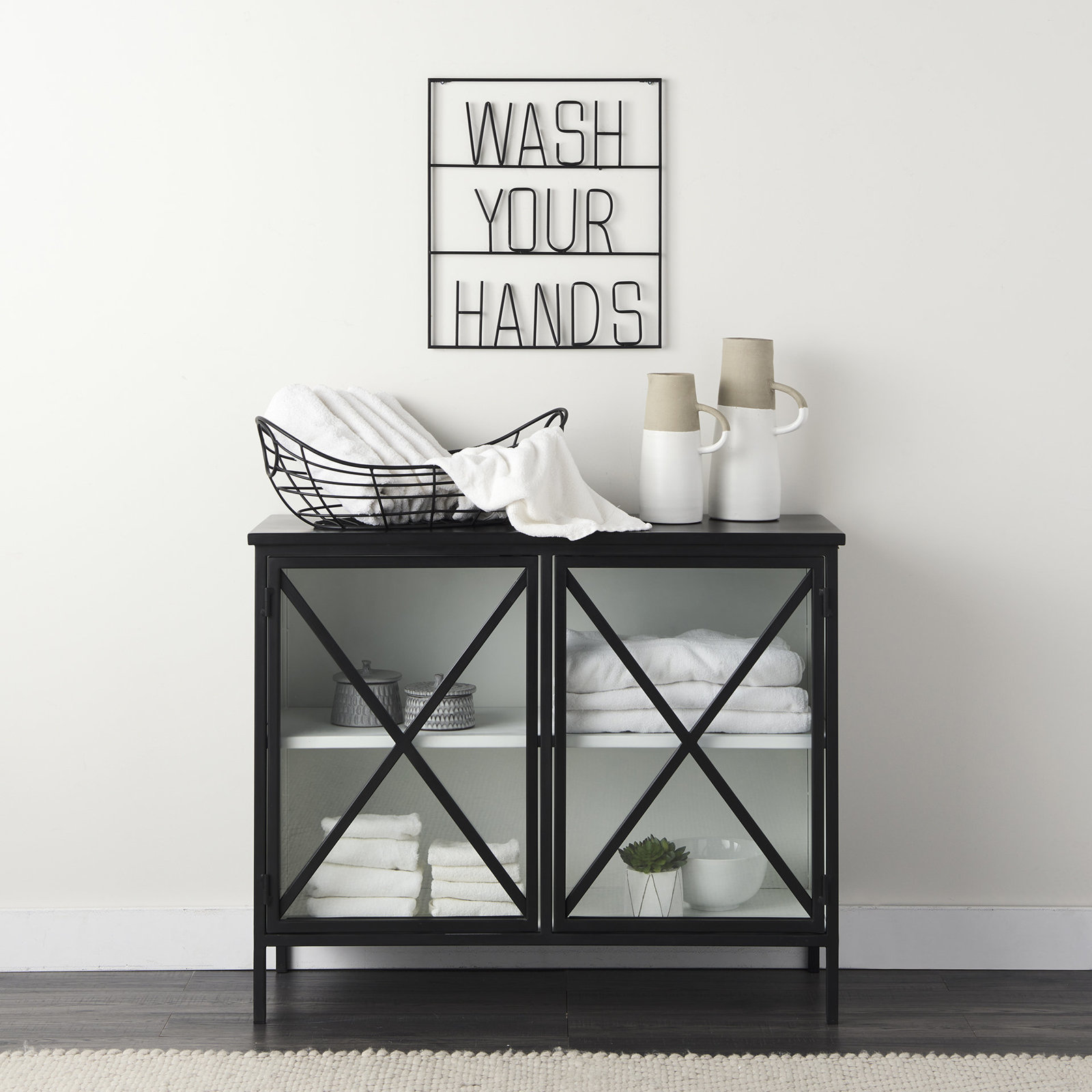 Diego 2-Door Iron Accent Cabinet