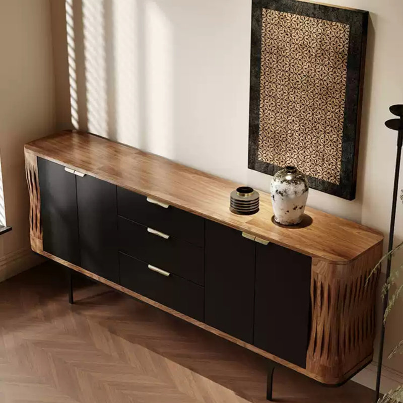 Retro Decorative Style Sideboard, Black;Brown/