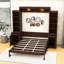 Lit escamotable multifonctionnel en bois avec tablettes ouvertes-2015842875