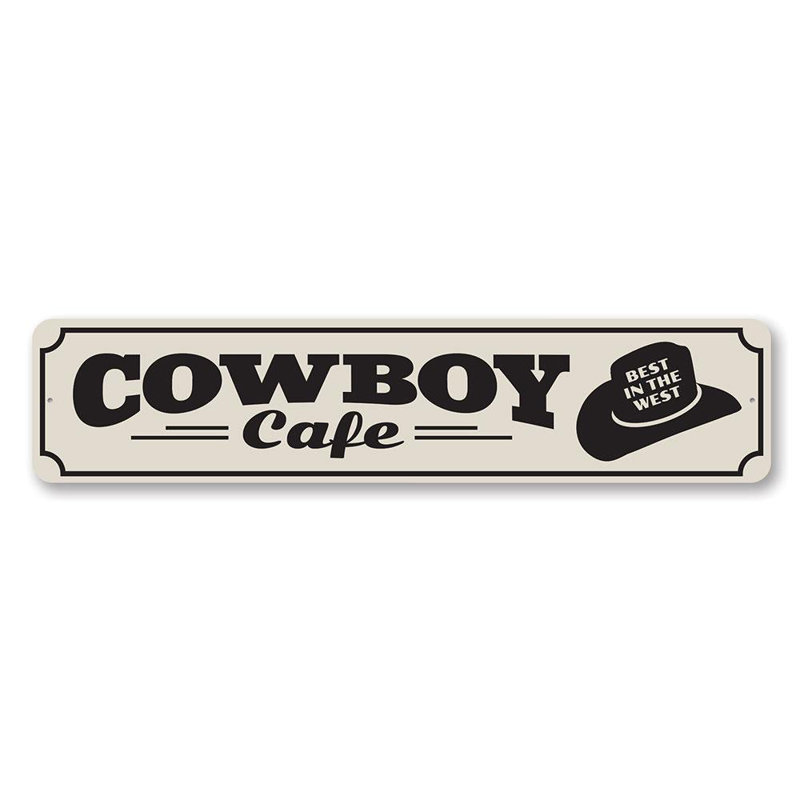 Enseigne en aluminium Cowboy Cafe, H 6 po x l 24 po x P 0,06 po