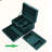3-Layer Dark Green Flannel Ring Necklace Jewellery Box with Lock