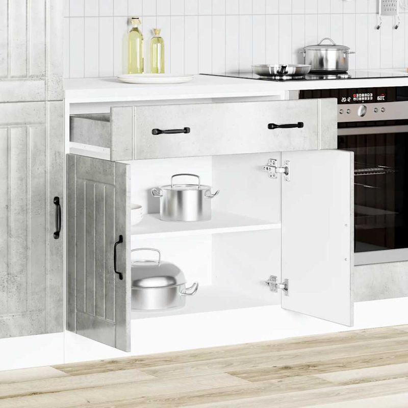 Kitchen Base Cabinet Lucca Engineered Wood, Concrete Grey