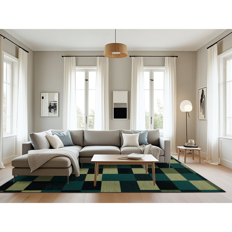 Tapis botanique brun lavable à la machine, Rectangle 8 pi x 10 pi