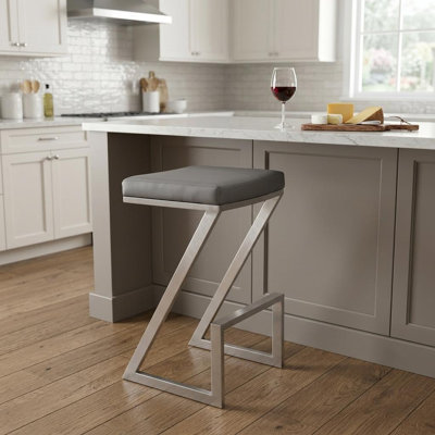 HomeRoots Upholstered Counter Stool with Metal Frame