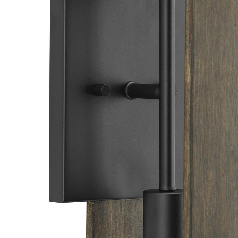 Matte Black Natural Wood Rectangle Wall Sconce