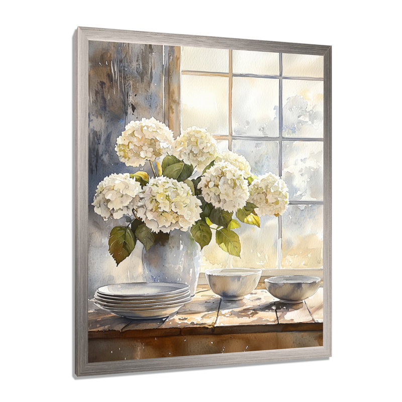 Hixson - Décoration murale florale, H 44 po x l 34 po, Picture Framed Print, Argent argent
