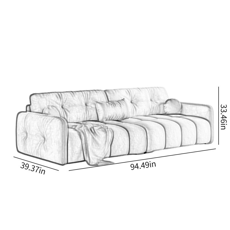 Canapé de salon de style français, Orange, 3, H 33,46 po x l 94,49 po x P 39,37 po
