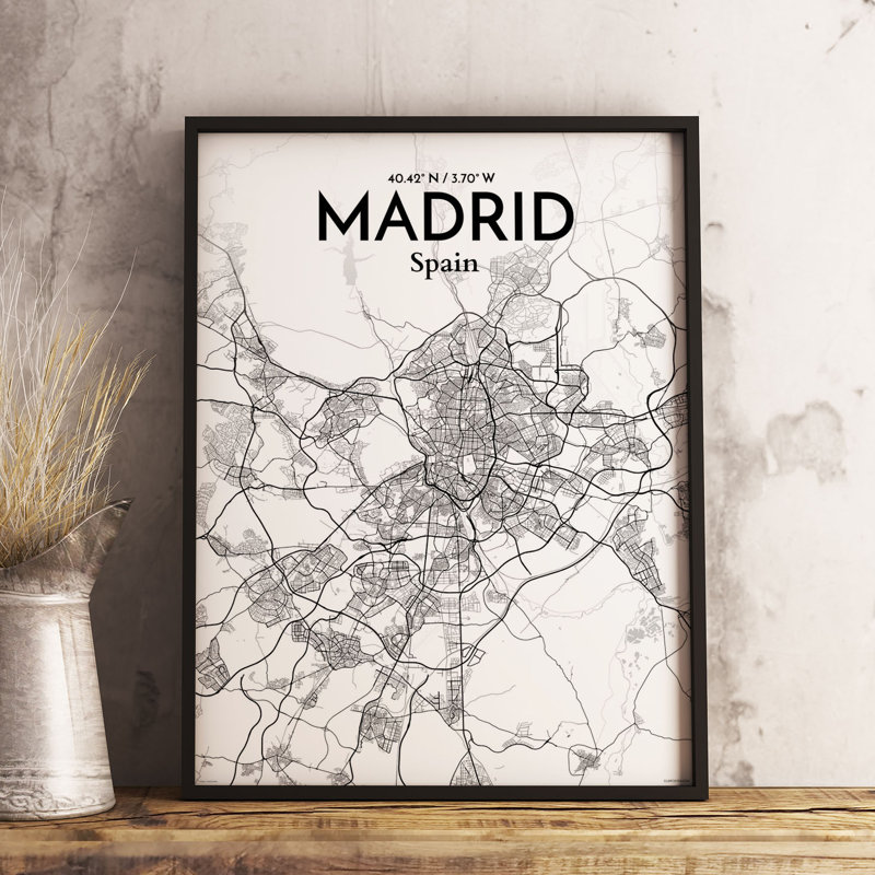 Madrid City Map - No Frame Print, 50.8cm H x 40.6cm W x 0.13cm D
