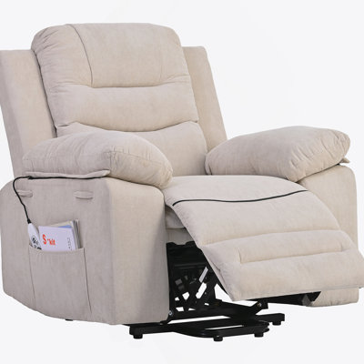 Massage Recliner,Power Lift Chair for Elderly with Adjustable Massage and Heating Function,Recliner Chair with Infinite Position and Side Pocket for Living Room ,Beige