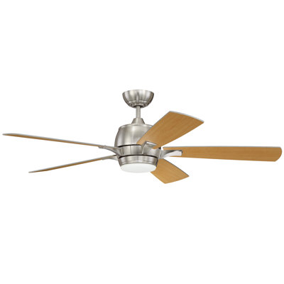 Ventilateur de plafond standard à DEL à 5 pales de 52 po avec commande murale et ensemble d'éclairage inclus Stellar