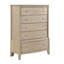 Commode haute Hadly, 5 tiroirs, boutons en nickel satiné, beige rustique