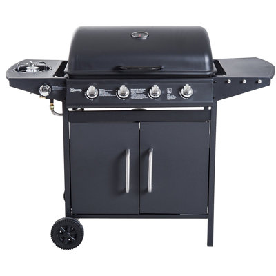 Outsunny 4+1 Burner Gas BBQ Grill with Wheels 125 L x 51 W x 100 H cm Black