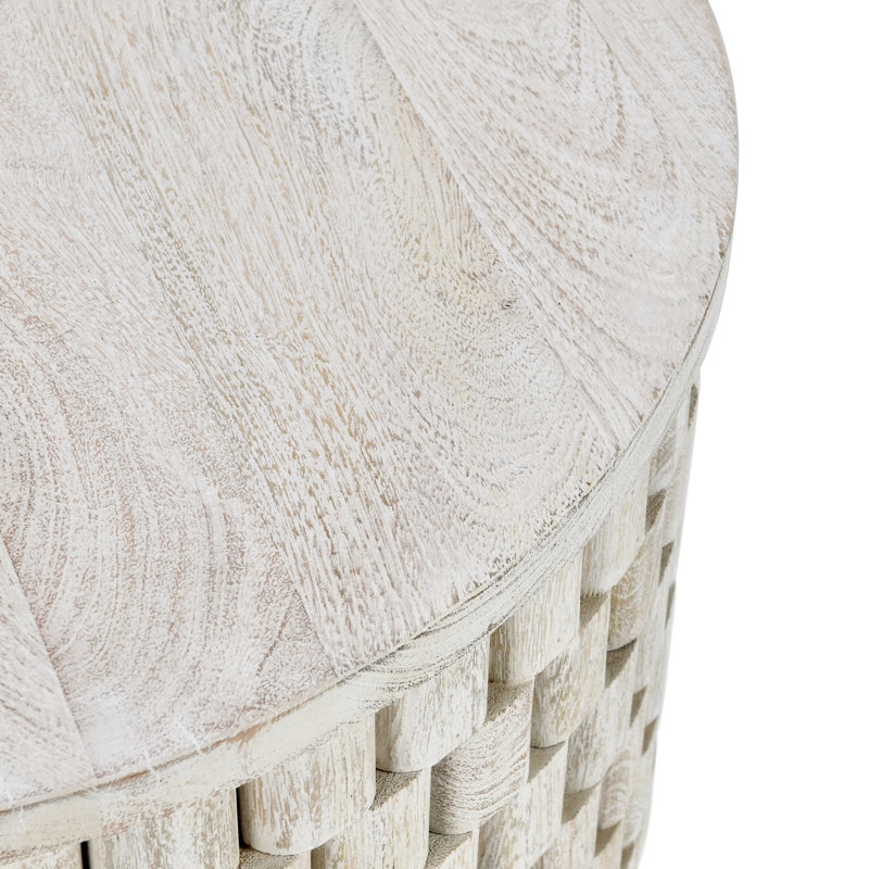 Table de bout en bois massif de 25 po Abshire, Blanc