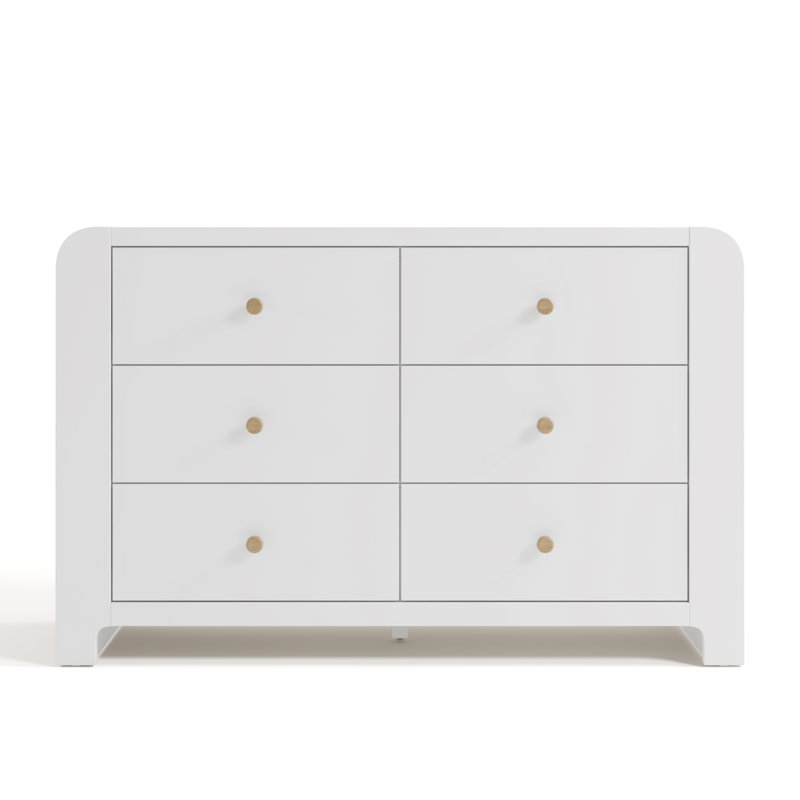 Commode 6 tiroirs avec bibliothèque Read-With-Me, Blanc / Bois flotté