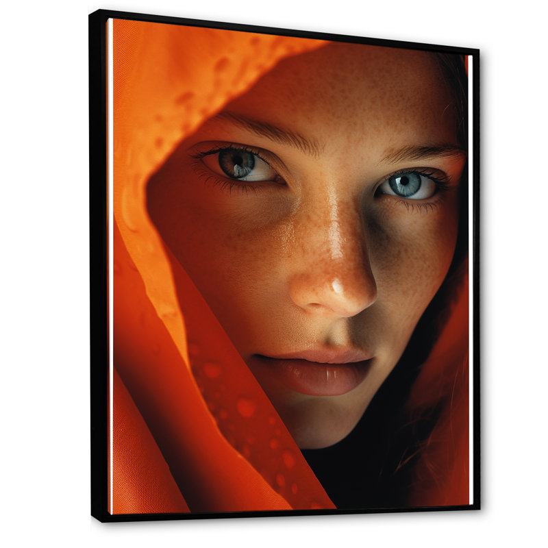 Tangerine ténacité pure femme - imprimé, Cadre flottant noir, 32" H x 24" W