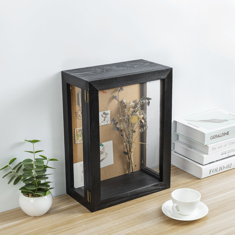 25.4cm X 33cm Solid Wood Shadow Box with Frame in Black