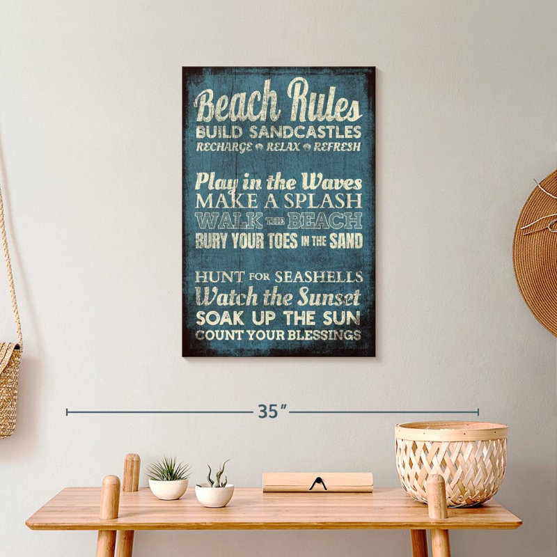 " Beach Rules " by Charles B, 24" H x 16" W x 1.25" D