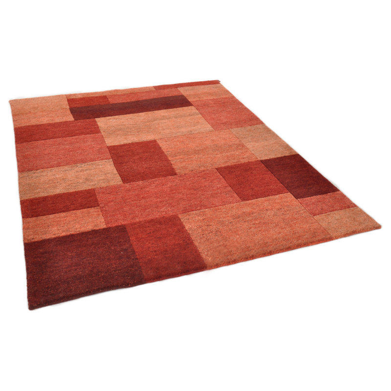 Dalas Hand Knotted Wool Red Indoor Rug, Rectangle 60 x 90cm