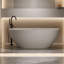 Baignoire de trempage autoportante de 59 pouces avec surface solide, pierre de résine beige, finition teintée, surface de bain confortable, couleur, non glissante, conception ergonomique pour plus de confort