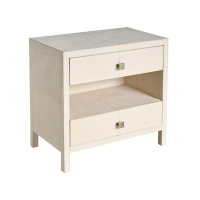 Modern Lira 30" Wide Universal Grey Leather Wrapped Two Drawer Nightstand