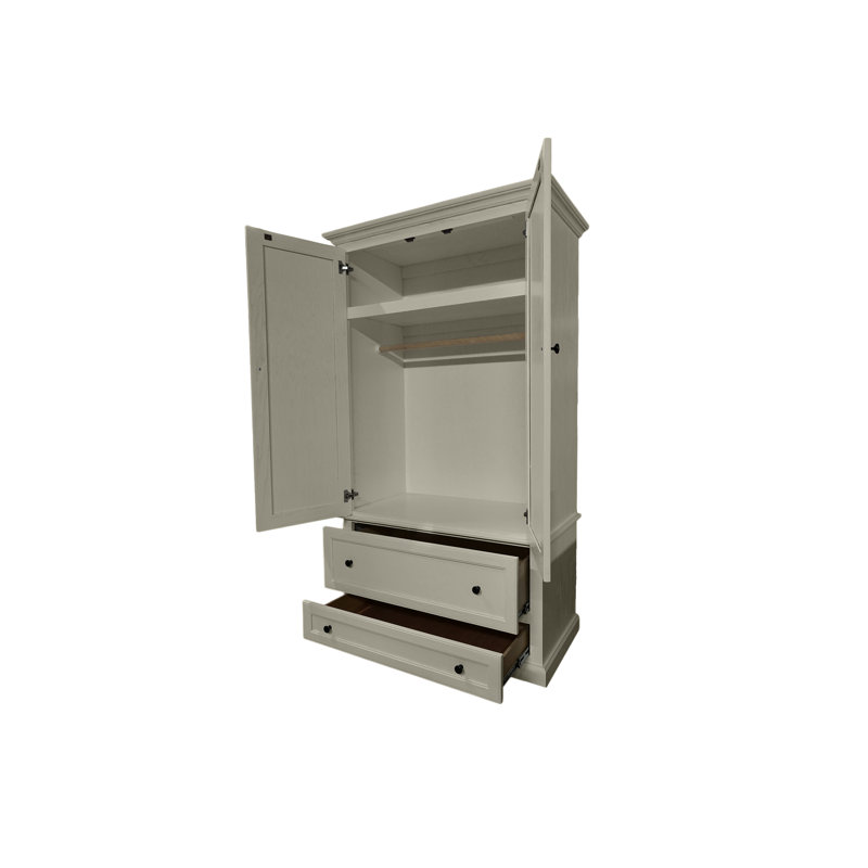 Armoire moderne en bois massif, Blanc doux