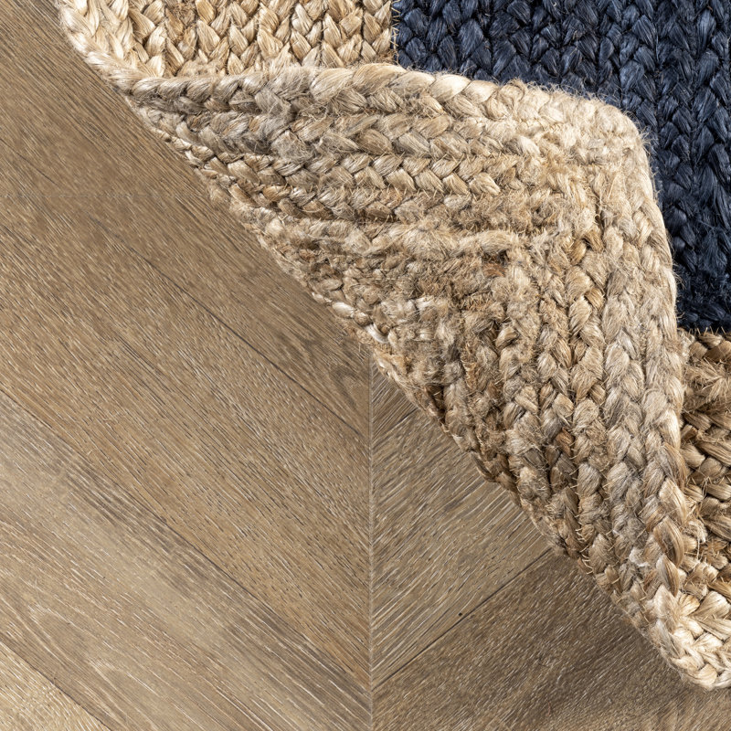 Tapis bleu / naturel Giard, Rectangulaire 3 pi x 5 pi