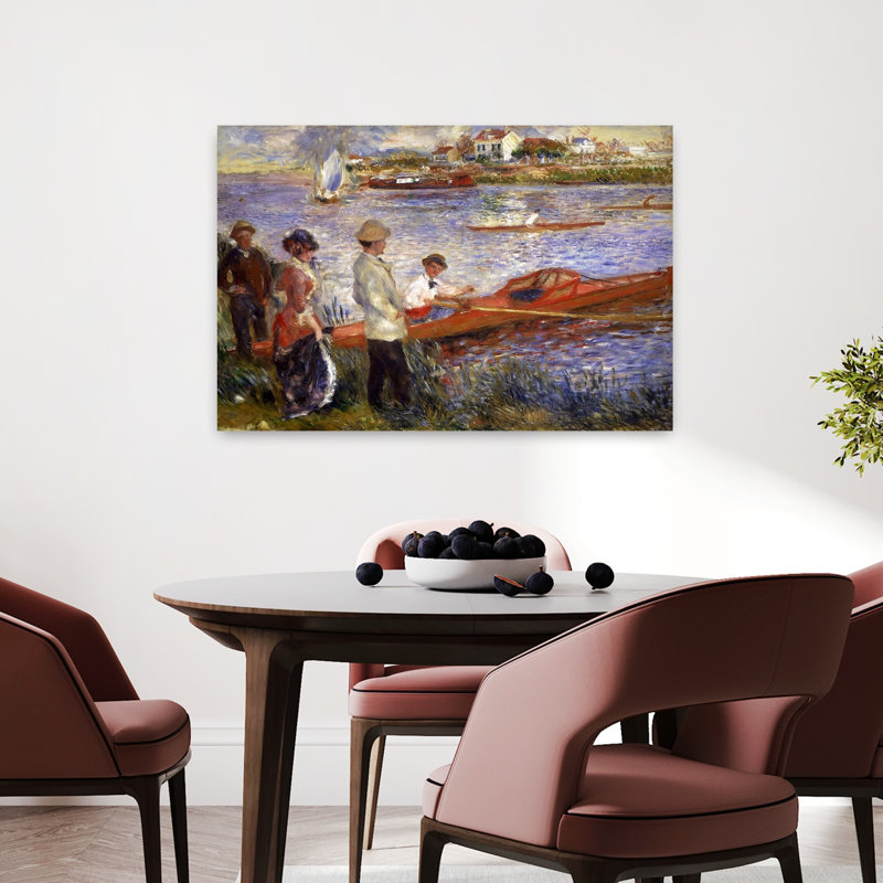 «Oarsmen At Chatou», 1879, reproduction d'art contemporain classique de style bord de mer violet, 24" H x 36" W