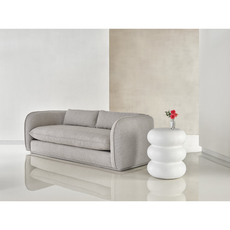 20" White Textured Round Wood Side Table