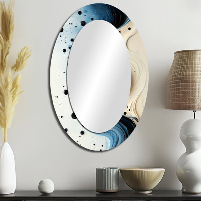 Goutte à goutte goutte à goutte aquatique rythmique éclaboussures de sérénité V - miroir décoratif ovale abstrait sur métal