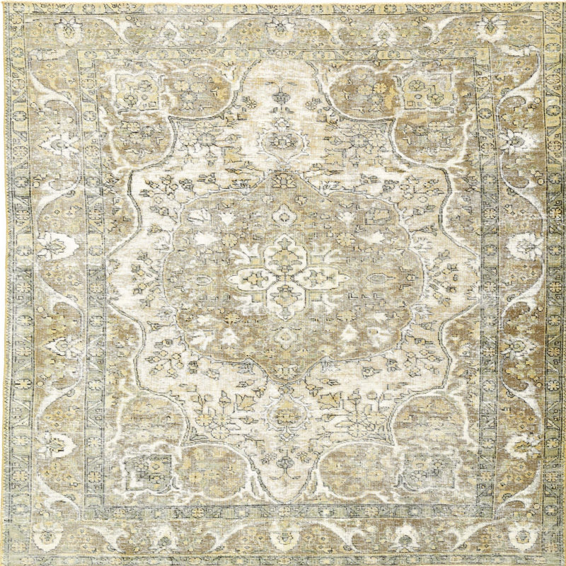 Tapis oriental vert clair Fay, Rond 3 pi