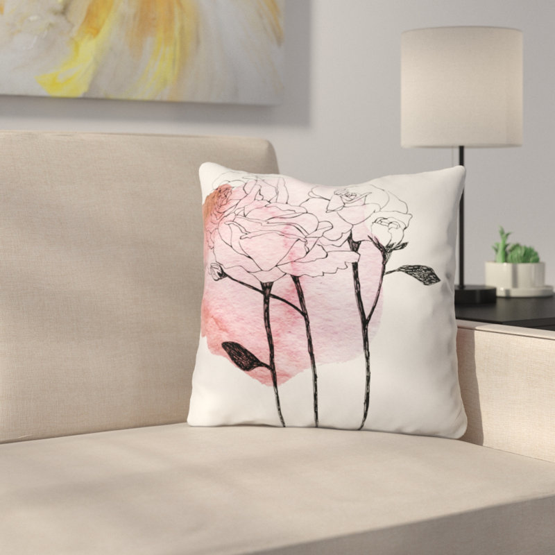 Coussin décoratif intérieur / extérieur Garden Roses, 16 po x 16 po