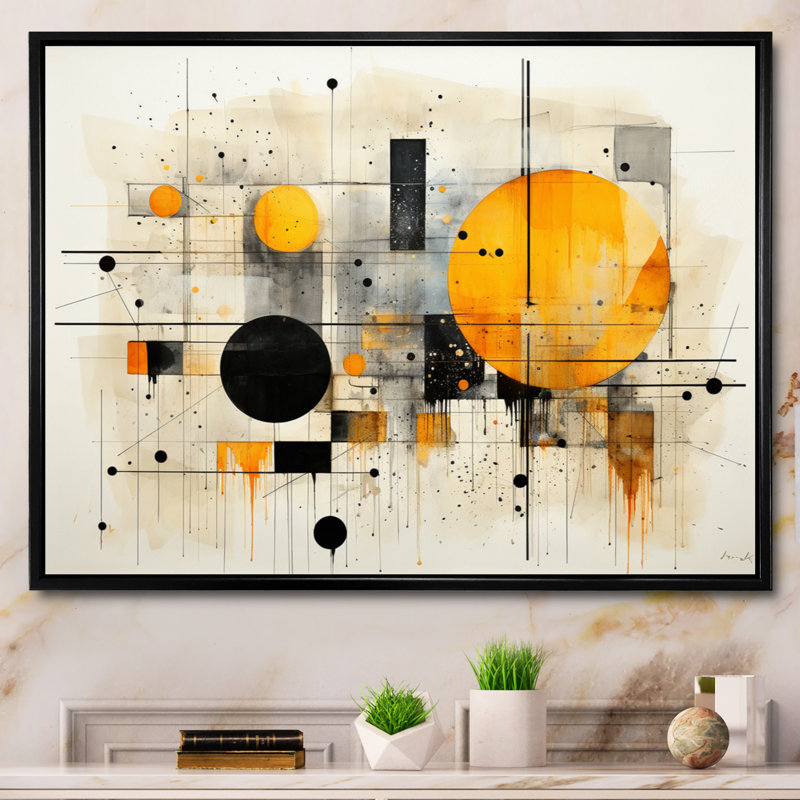 «Geddy Geometric Abstraction III», reproduction sur toile, Cadre flottant noir, H 30 po x l 40 po x P 1,5 po