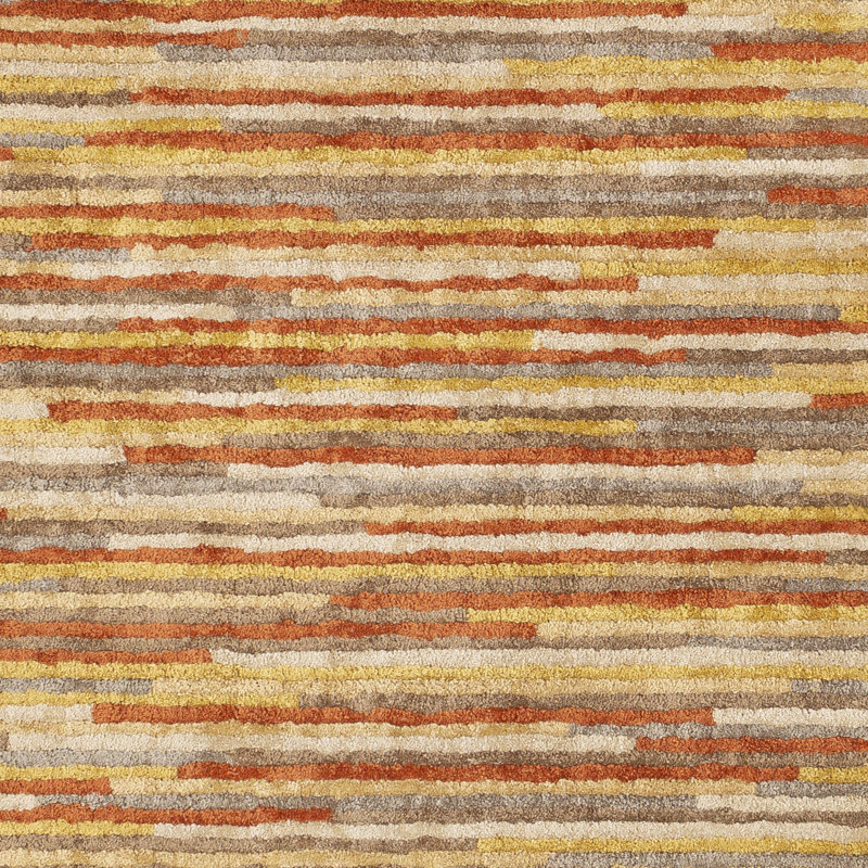 Tapis brun / jaune touffeté à la main Sanda, Rectangle 9 pi x 13 pi