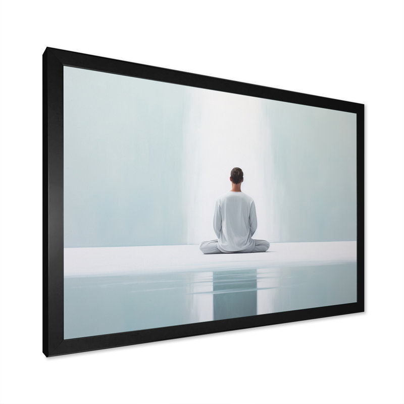 «White Meditation Harmony Of Mind» sur toile, H 12 po x l 20 po x P 1 po, Cadre photo noir