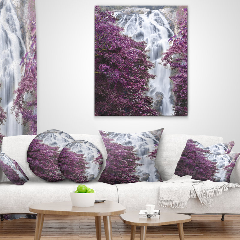 Klonglan Waterfall Floral - Coussin imprimé floral, 16 po x 1 po, Coussin décoratif
