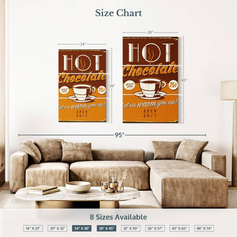 Kema Retro Hot Chocolate Wall Sign, 38" H x 24" W