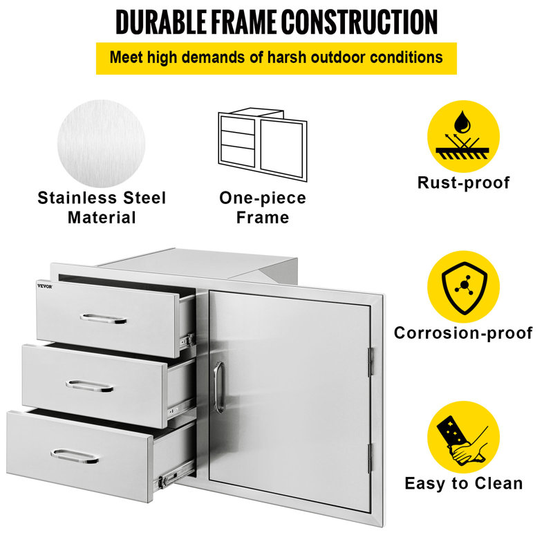 38.3'' Stainless Steel Outdoor Kitchen Drawer and Door Combo