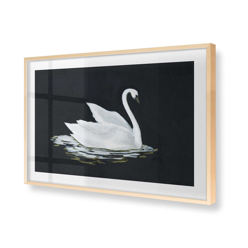 Impression du guide du cygne silencieux, H 13 po x l 17 po, Érable brut, Reproduction encadrée avec passe-partout