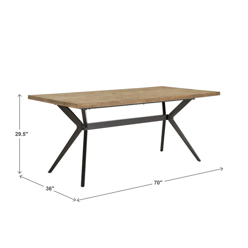 Etna Pine Metal Base Dining Table, Light Pine