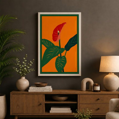 Crimson Bloom Rise Botanical - Wrapped Canvas