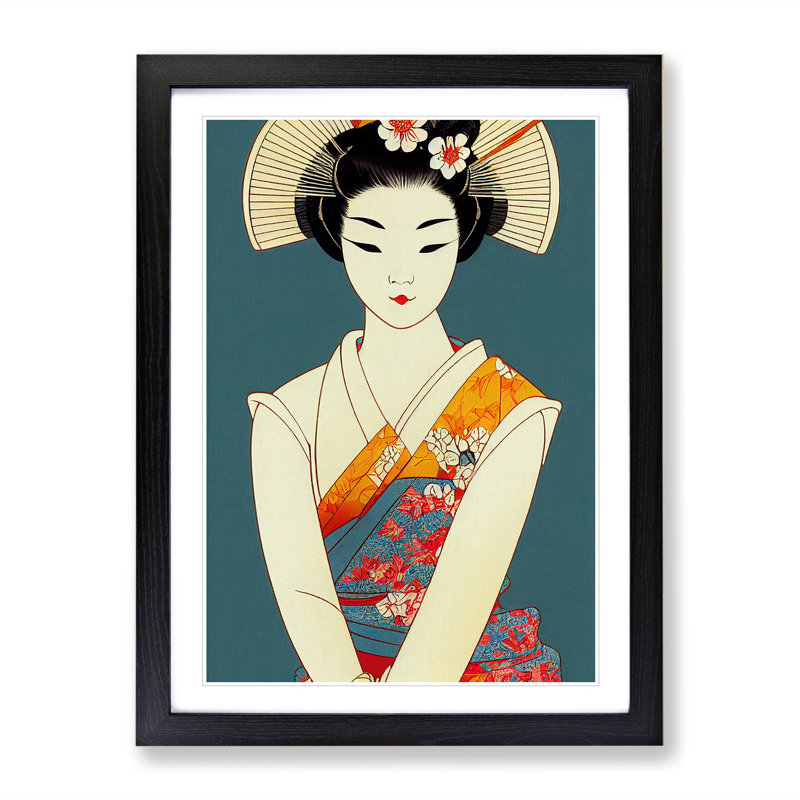 Virtuous Geisha - Single Picture Frame Print, Black Framed, 34cm H x 25cm W x 2cm D