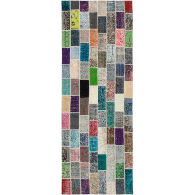Tapis de couloir en Tapis décoratif laine noué à la main de conception unique 3 pi 3 po x 10 pi Bernadin