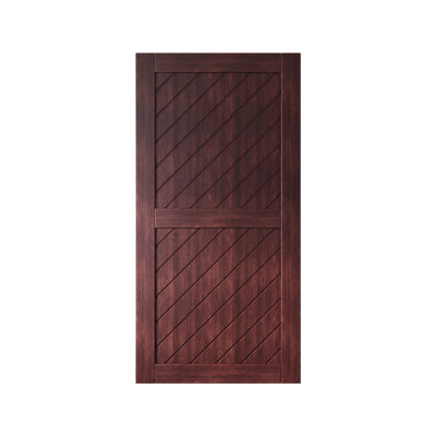 Homacer Slanted Stripe Design Red Mahogany Finished & Unassembled Pine Wood Barn Door (Hardware Not Included) (Interior Use Only)