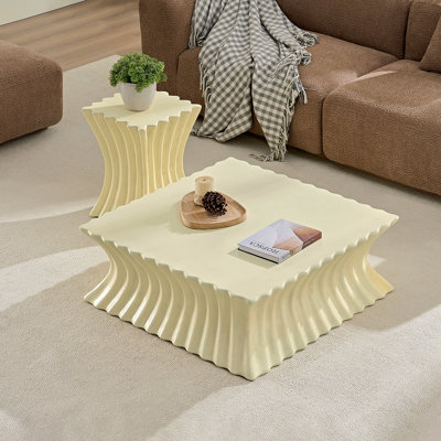 Ensemble d'appoint 35,43 "+ 15,16" table de chevet en fibre de verre robuste pour salon