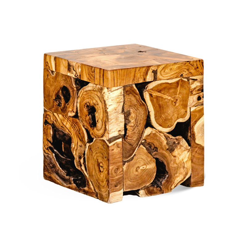 Tabouret d'appoint cubique en teck