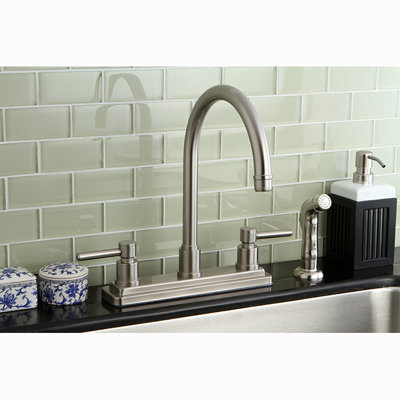 Kingston Brass Concord Two-Handle 4-Hole 8" Centerset Kitchen Faucet with Side Sprayer