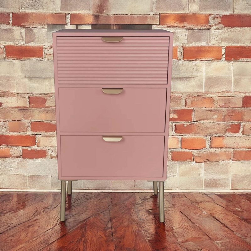 Durable Agran 40cm Wide Chest of Drawers - Modern 3-Drawer Compact Storage Unit with Playful Scalloped Design for Bedroom Use