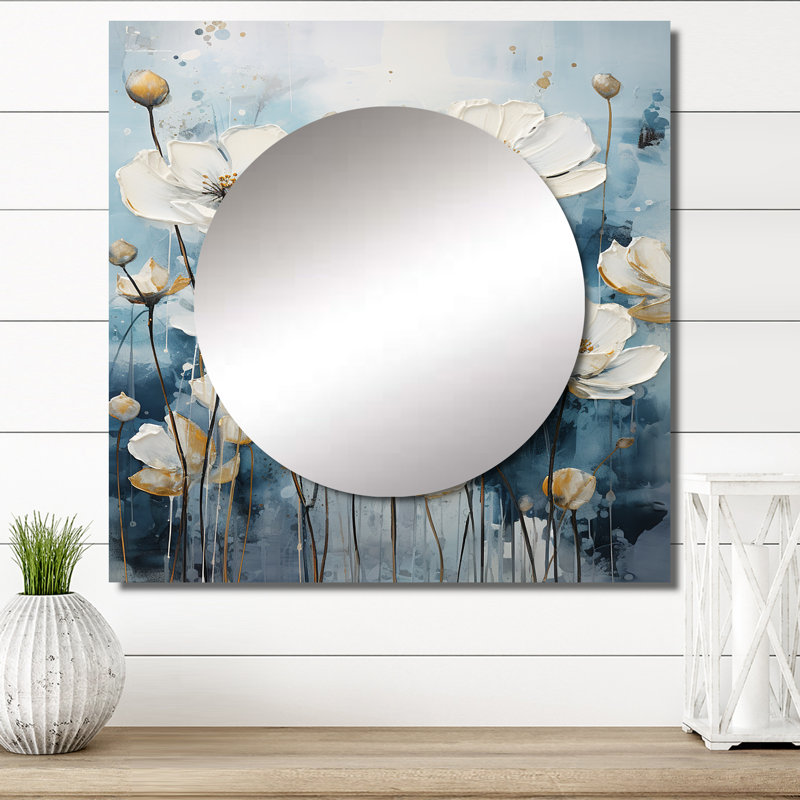 Charisa - Minimalisme bleu blanc Buttercups II, 36 po x 36 po