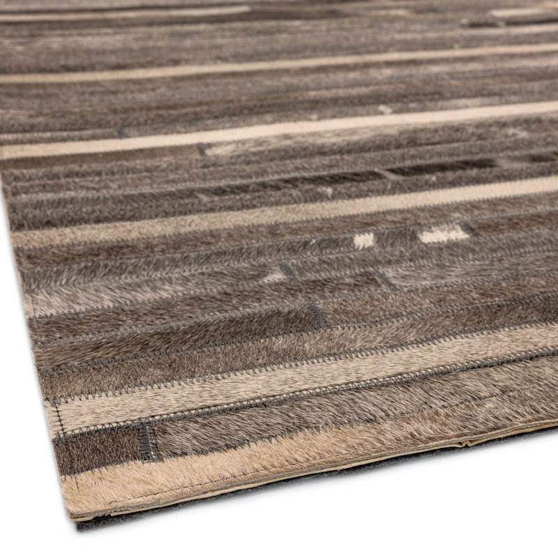 Karlee Striped Cowhide Area Rug, Rectangle 160 x 230cm